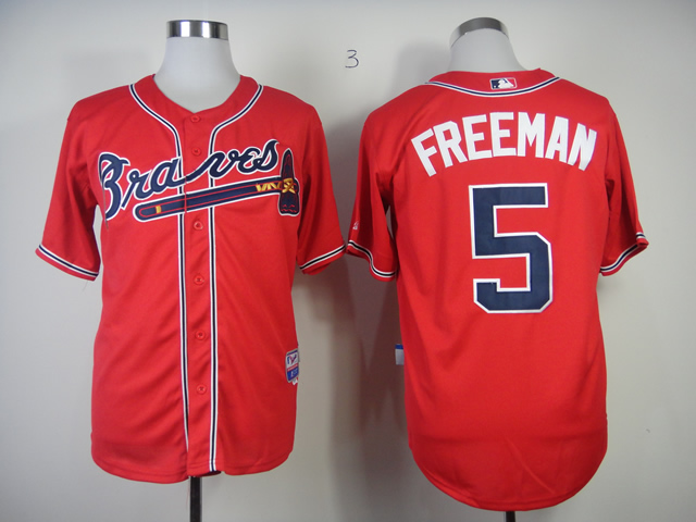 Men Atlanta Braves #5 Freeman Red MLB Jerseys1